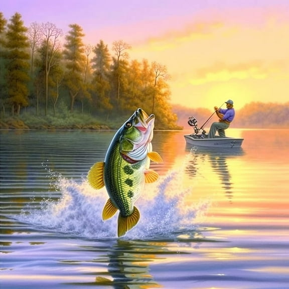 5D DIY Diamond Painting Set "Fish, Animals and Figures" Round Diamond Art Crafts for Adults, Suitable for Wall Decoration, Bedroom and Home Decoration