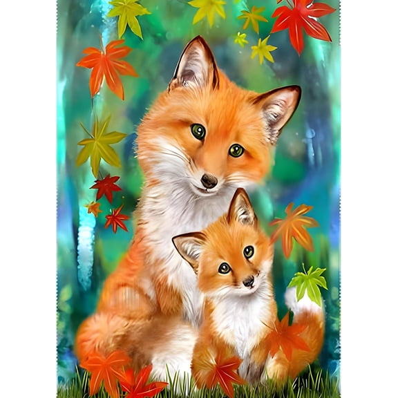5D DIY Diamond Painting Set "Fox, Animals" Round Diamond Art Crafts for Adults, Suitable for Wall Decoration, Bedroom and Home Decoration