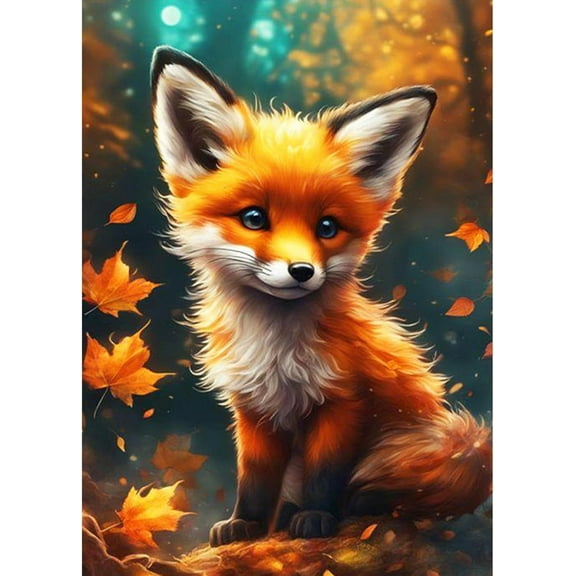 5D DIY Diamond Painting Set "Fox" Round Diamond Art Crafts for Adults, Suitable for Wall Decoration, Bedroom and Home Decoration