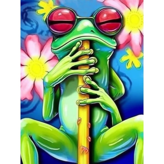 5D DIY Diamond Painting Set "Frog, Flower Animal" Round Diamond Art Crafts for Adults, Suitable for Wall Decoration, Bedroom and Home Decoration