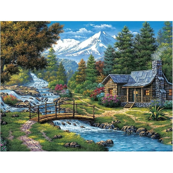 5D DIY Diamond Painting Set "Landscape" Round Diamond Art Crafts for Adults, Suitable for Wall Decoration, Bedroom and Home Decoration
