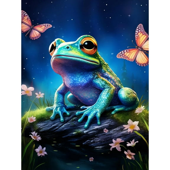 5D DIY Diamond Painting Set "Planet Frog Moon" Round Diamond Art Crafts for Adults, Suitable for Wall Decoration, Bedroom and Home Decoration