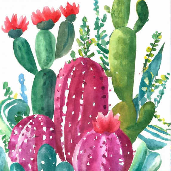 5D DIY Diamond Painting Set "Red Cactus Plants, Flowers" Round Diamond Art Crafts for Adults, Suitable for Wall Decoration, Bedroom and Home Decoration