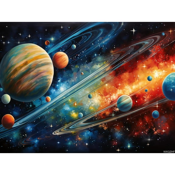 5D DIY Diamond Painting Set "Space Solar System Planets" Round Diamond Art Crafts for Adults, Suitable for Wall Decoration, Bedroom and Home Decoration