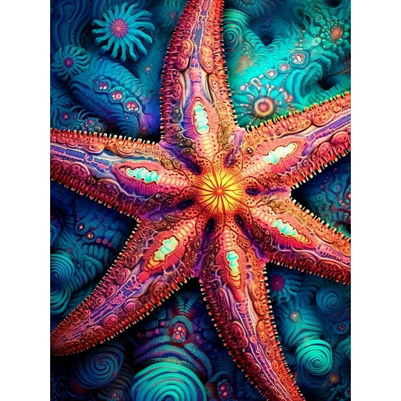 5D DIY Diamond Painting Set "Starfish Ocean, Animals" Round Diamond Art Crafts for Adults, Suitable for Wall Decoration, Bedroom and Home Decoration