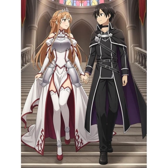 5D DIY Diamond Painting Set, Sword Art Online Full Round Acrylic Diamond Art, Canvas Embellishment Craft for Gifts and Home Wall Decoration