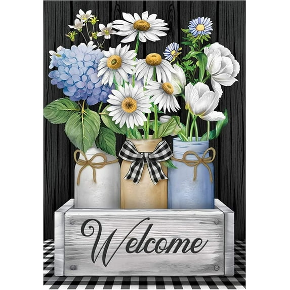 5D DIY Diamond Painting Set "Vase Flowers" Round Diamond Art Crafts for Adults, Suitable for Wall Decoration, Bedroom and Home Decoration