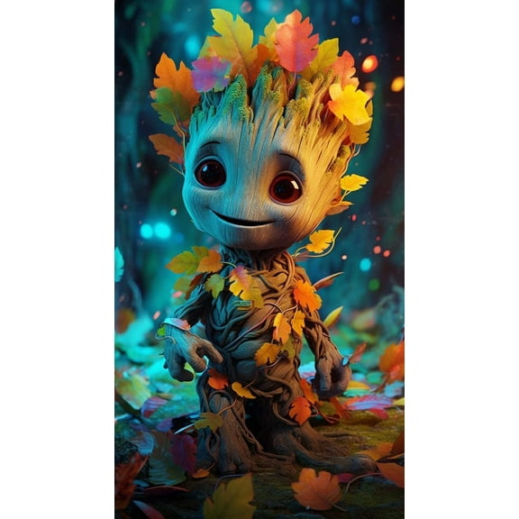 5D DIY Full Drill Diamond Painting Kit, Adults & Kids Round Crystal Diamond Art Number Kits, Perfect for Home Wall Deco Series (Groot 12 x 16 inch)