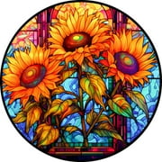 5D DIY Full Round Drill Diamond Painting Plant Stained Glass Resin Rhinestone Mosaic Wall Art Kit Decoration Gifts(30*30cm)(11.81*11.81in)-C