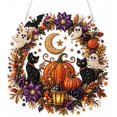 thumbnail image 1 of 5D DIY Halloween Diamond Art Hanging Kit, 9.8" Acrylic Special Shaped Crystal Gem Painting with 17.7" Chain, Window & Wall Ornament for Beginners (Cat), 1 of 7