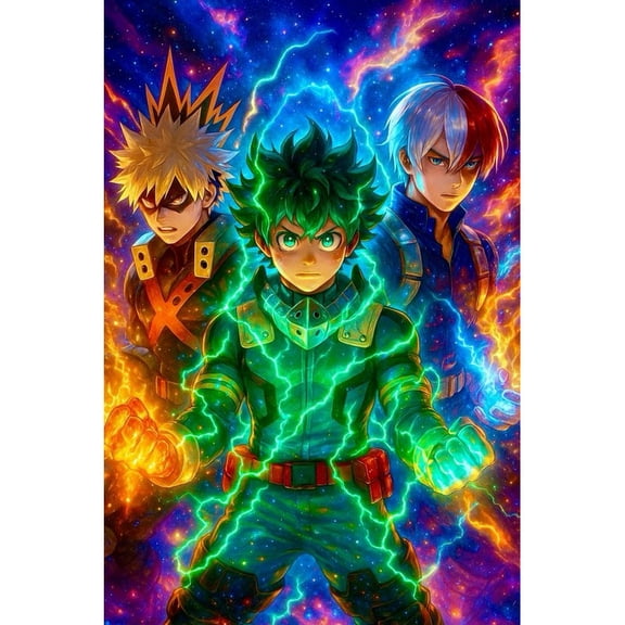 5D DIY My Hero Academia Diamond Painting, Round Diamond Crafts, Handmade Gifts for Family and Friends. This Diamond Art Decoration is Suitable for Living Room and Bedroom