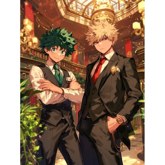 5D DIY My Hero Academia Diamond Painting, Round Diamond Crafts, Handmade Gifts for Family and Friends. This Diamond Art Decoration is Suitable for Living Room and Bedroom