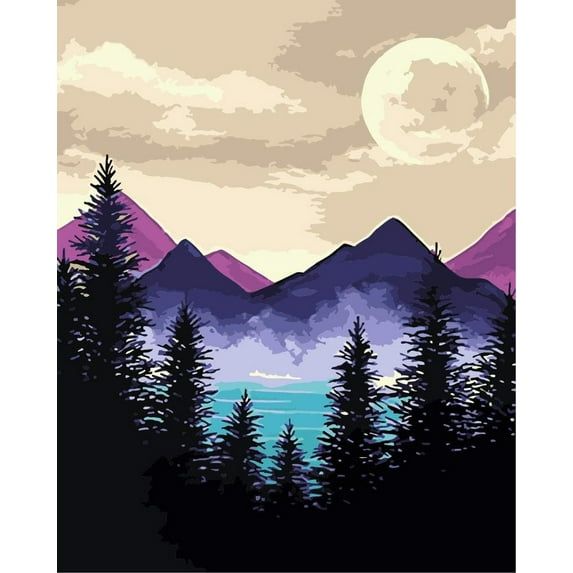 5D DIY Mystical Mountains Diamond Painting Kit Crystal Embroidery Canvas 12" x 16"