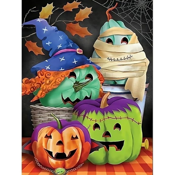 CSZPPQAF Halloween Pumpkin 5D DIY Diamond Art Kits for Adults Beginners,Home Wall Decor 11.8x15.8inches.