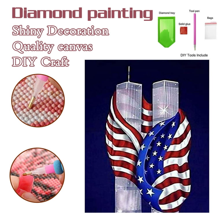 5D DIY Round Beads Diamond Painting for Adults American Flag Full