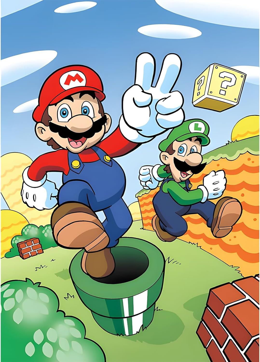 5D DIY Super Mario Diamond Painting by Number Kit for Adult, Full Drill