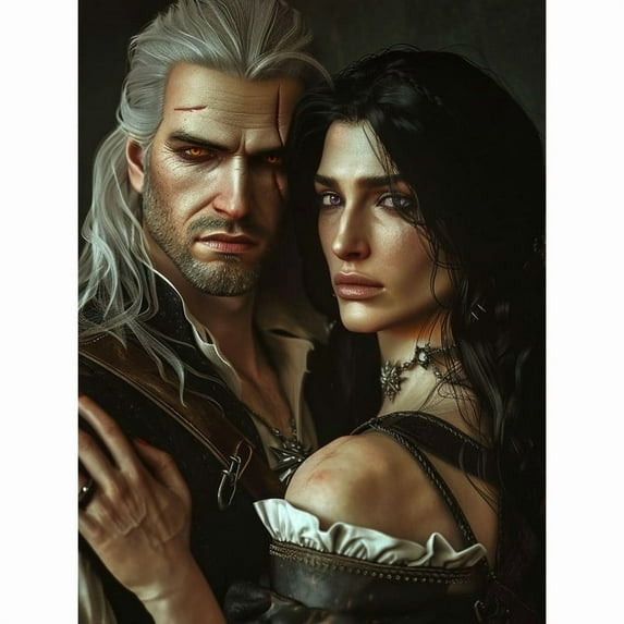 5D DIY The Witcher Diamond Painting Kit, Full Round Diamond Art, Mosaic Handicraft Kit, Suitable for Home Wall Decoration, Ideal Handmade Gift