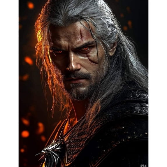 5D DIY The Witcher Diamond Painting Kit, Full Round Diamond Art, Mosaic Handicraft Kit, Suitable for Home Wall Decoration, Ideal Handmade Gift