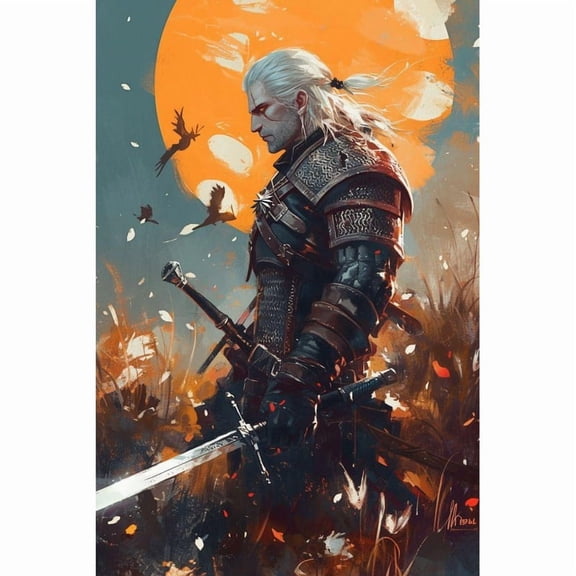 5D DIY The Witcher Diamond Painting Kit, Full Round Diamond Art, Mosaic Handicraft Kit, Suitable for Home Wall Decoration, Ideal Handmade Gift