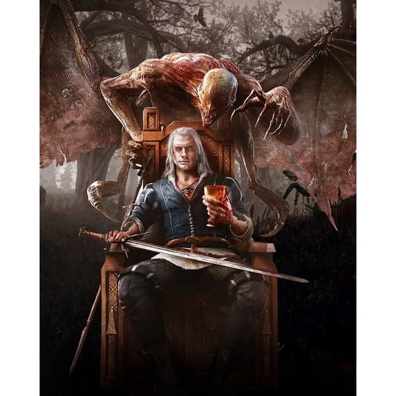 5D DIY The Witcher Diamond Painting Kit, Full Round Diamond Art, Mosaic Handicraft Kit, Suitable for Home Wall Decoration, Ideal Handmade Gift