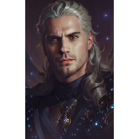 5D DIY The Witcher Diamond Painting Kit, Full Round Diamond Art, Mosaic Handicraft Kit, Suitable for Home Wall Decoration, Ideal Handmade Gift