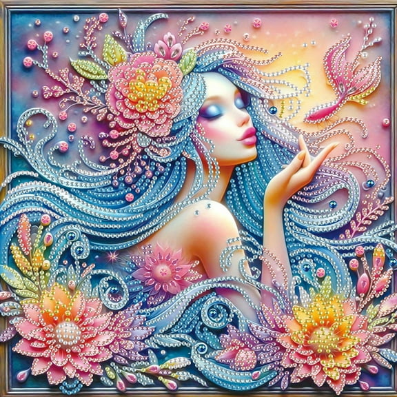 5D DIY diamond art painting kit, art beautiful lady special shape diamond canvas, namely can decompression relaxation and can be used for home wall decoration