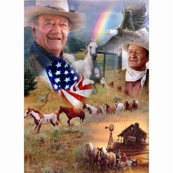 5D DIY full circle diamond painting set - John Wayne diamond painting art, suitable for home wall decoration and gifts, perfect for art lovers