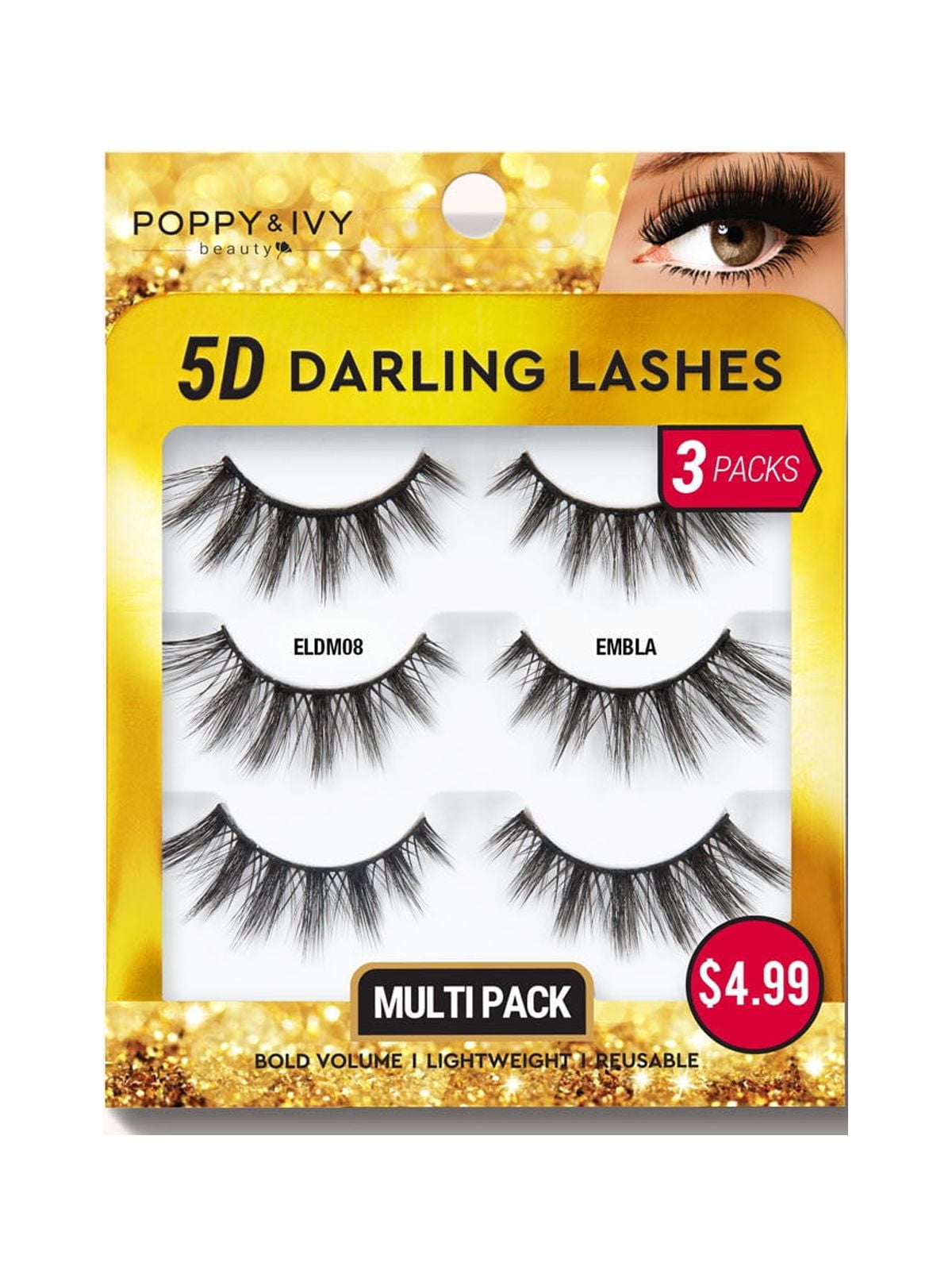 ABSOLUTE POPPY & IVY | 5D DARLING LASHES ELDM13 AMITIÉ - 3 PACKS main image 1