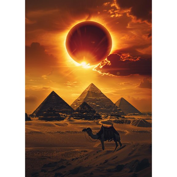 5D Diamond Art Camel Sunset and Pyramids DIY Paint with Full Drill Round Diamond Gems Painting by Number Kits for Adults Art Craft Home Wall Decor 11.8x15.8in