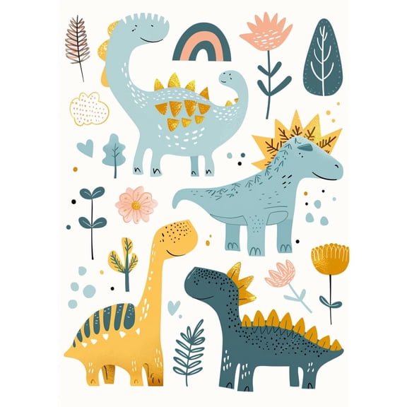 5D Diamond Art Cartoon Dinosaur DIY Paint with Full Drill Round Diamond Gems Painting by Number Kits for Adults Art Craft Home Wall Decor 11.8x15.8in