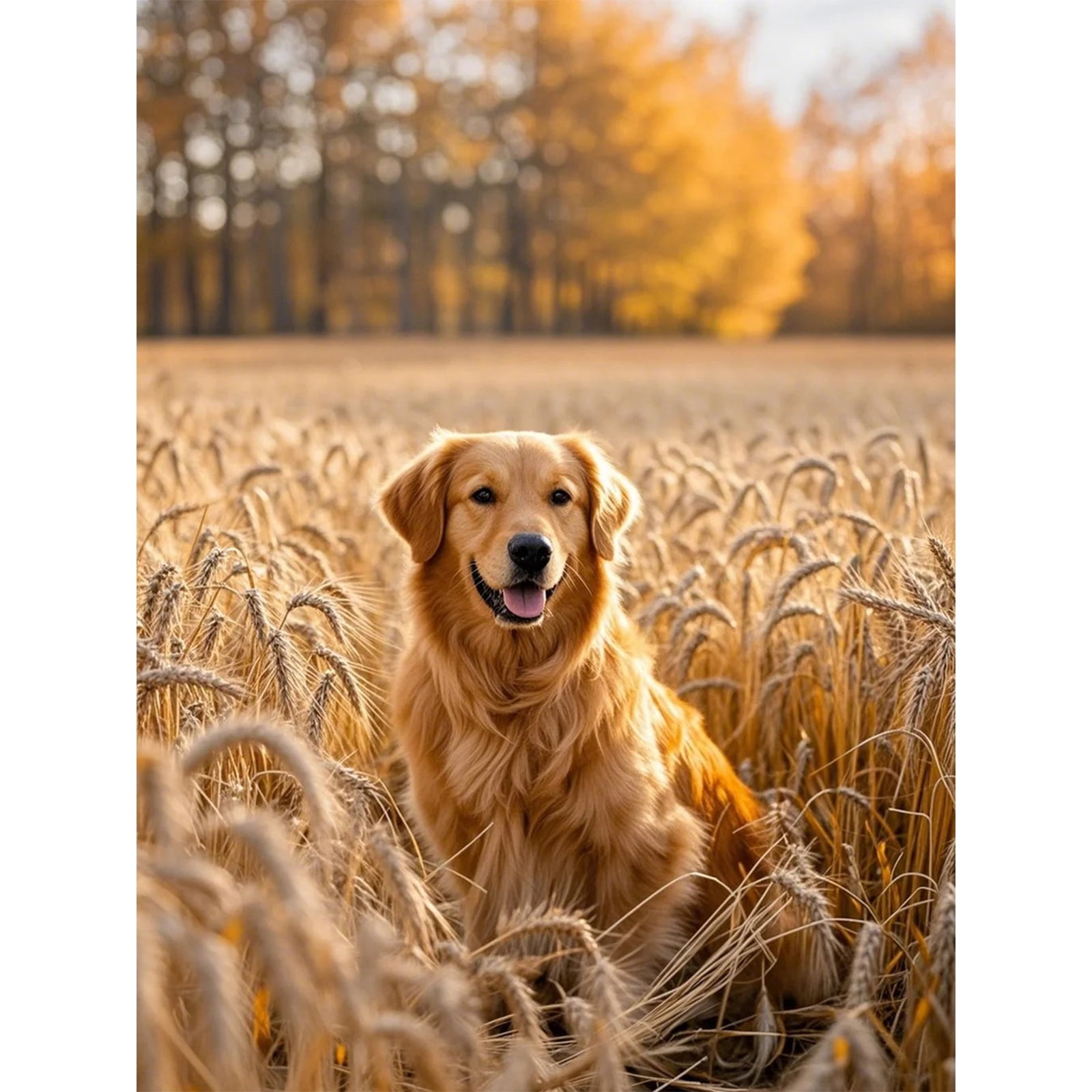 Golden Retriever Diamond Painting Kit - 16x12 Inch, 5D Full Round Drill DIY Art For Adults
