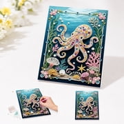 5D Diamond Art Kit for Adults, 3D Pearl Painting Special Shape Octopus, DIY Crystal Mosaic Craft with Raised Beads, Relaxing Home Wall Decor Gift, Plastic