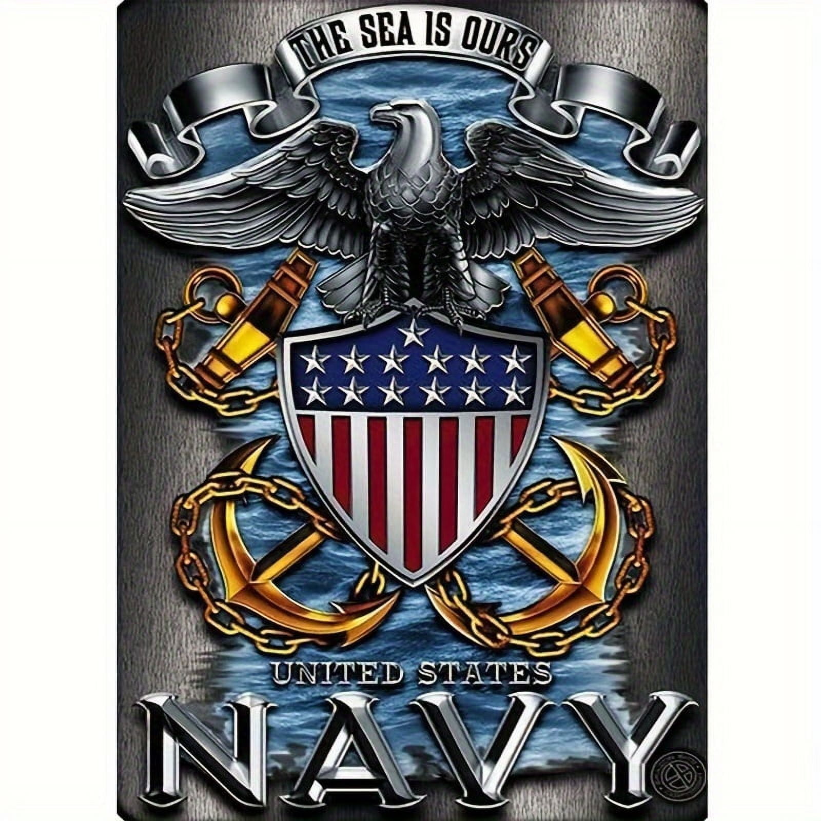 5D Diamond Art Kits for Adults Patriotic Maritime US Navy - DIY Full Drill Art with Crystal Craft Cross Stitch Embroidery - Number Kits - Stunning Decoration