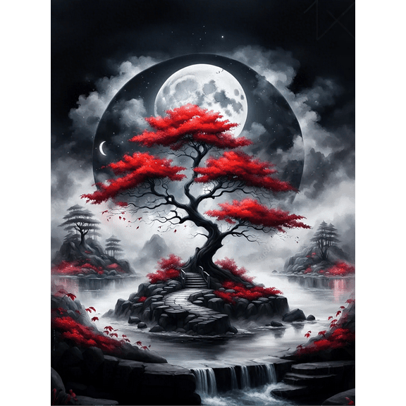 5D Diamond Art Kits for Adult, Moon Diamond Painting Kits for Beginners, DIY Full Round Drill Gem Art Diamond Dots Paint for Home Decor 12X16 inch