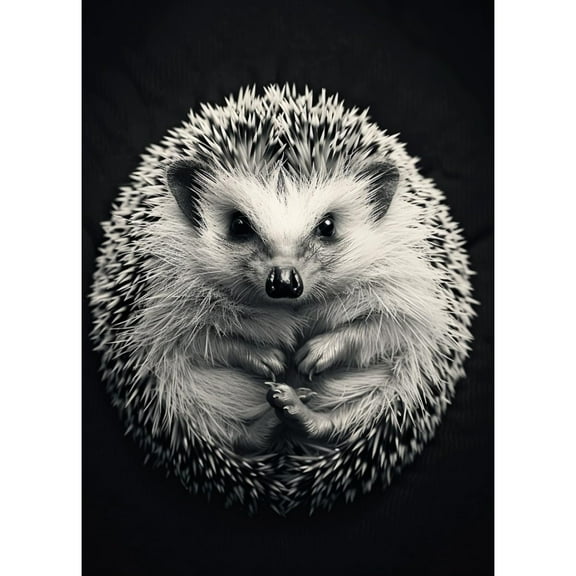 5D Diamond Art Painting Black and White Photo of Cute Hedgehog DIY Paint with Full Drill Round Diamond Gems Painting by Number Kits for Adults Art Craft Home Wall Decor 11.8x15.8in