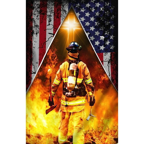 5D Diamond Art Painting Full Drill American Flag Firefighter Patriotic Fireman Round Drill Diamond Art for Adults and Kids Perfect for Relaxation and Home Wall Decor