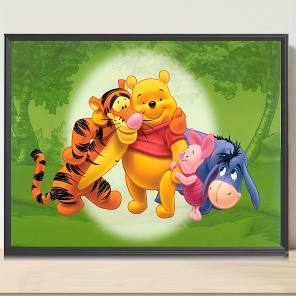 5D Diamond Art Painting Kit - Round Diamond Embroidery Mosaic Rhinestone Canvas Art - Winnie the Pooh Theme Home Bedroom Living Room Wall Decor Gift