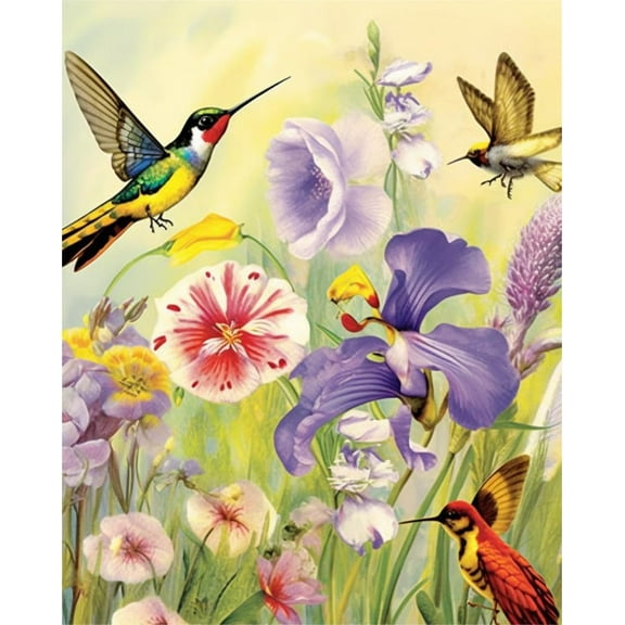 5D Diamond Art Painting Kits Flowering Birds, DIY Paint with Diamond Art Animals Round Full Drill Crystal Diamond Embroidery Paintings Arts Craft for Home Office Wall Decor