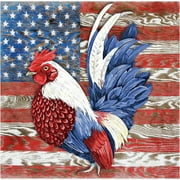 5D Diamond Art Painting Kits for Adults Rooster National Flag DIY Round Diamond Art Kits Patriotic Animals Picture Art for Home Wall Decor