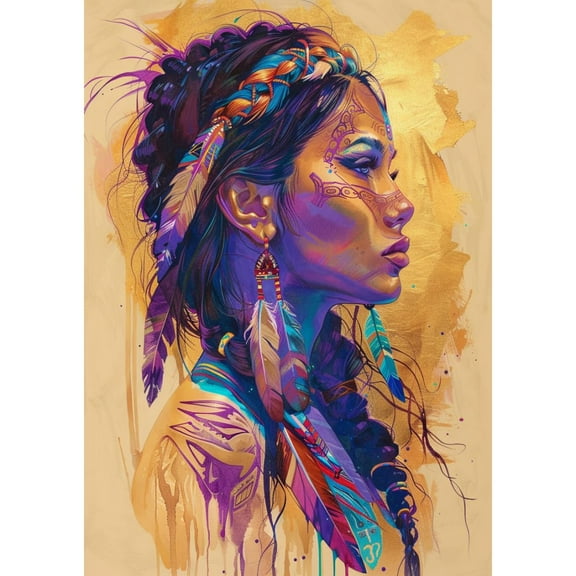 5D Diamond Art Painting by Number Kits for Adults Watercolor Portrait of Indian Woman DIY Paint with Full Drill Round Diamond Gems Painting Art Craft for Home Wall Decor 15.8x19.8in(2)