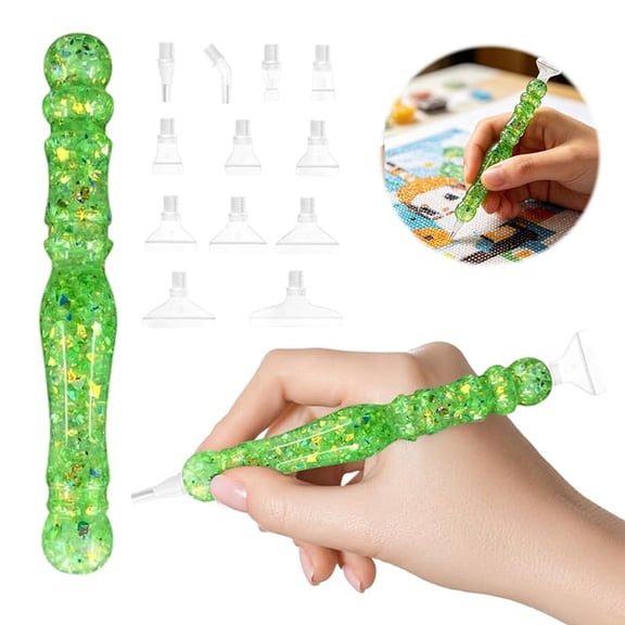 5D Diamond Art Painting Pen with 12 Tip Nibs – Glitter Resin Picker Tool, Comfort Grip DIY Craft Accessory for Round Square Special Shape Drills(lxf)