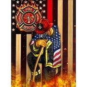 5D Diamond Art Painting by Number Kits Full Drill Patriotic Firefighter Round Drill Diamond Art Dots for Adults Crafts Cross Stitch Wall Decor