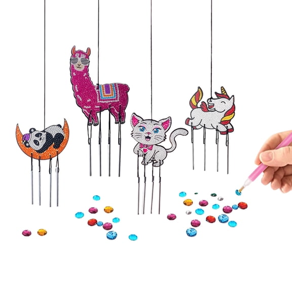 Diamond Painting DIY Wind Chimes for Kids (4 Windchimes)