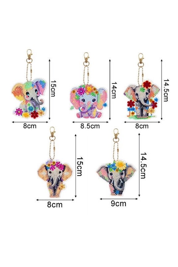 5D Diamond Painting Keychains, Double-Sided Irregular Shaped Cartoon Keychains, Set of 5, DIY Art Craft Key Rings, Handmade Accessories, PP Plastic