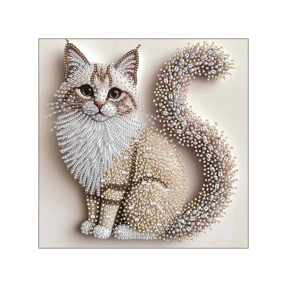 5D Diamond Painting Kit Cat, Special Shaped DIY Crystal Art Set for Beginners, Sparkling Rhinestone Craft for Home Wall Decor, Stress Relief Gift for Cat Lovers, Polyester