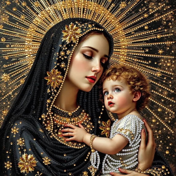 5D Diamond Painting Kit Religious Mary and Student Jesus Design 11.81 X 11.81 Inch Diy Wall Art Decor No Frame