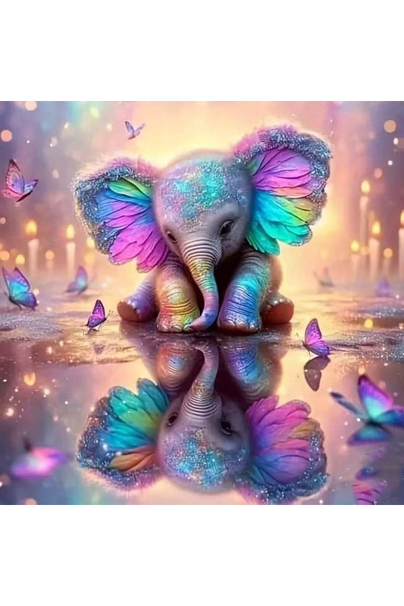 5D Diamond Painting Kits for Adults,  Animal Elephant Full Drill Diamond Art Kits for Beginner, DIY Butterfly Round Diamond Dots Pictures Gem Art for Home Decor 11.8x11.8Inch