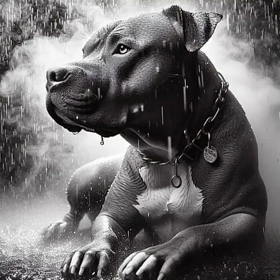 5D Diamond Painting Kits for Adults Animal Theme Black and White Pit Bull Dog DIY Diamond Art for Adults Beginners Picture Art Crystal Painting for Home Wall Decor
