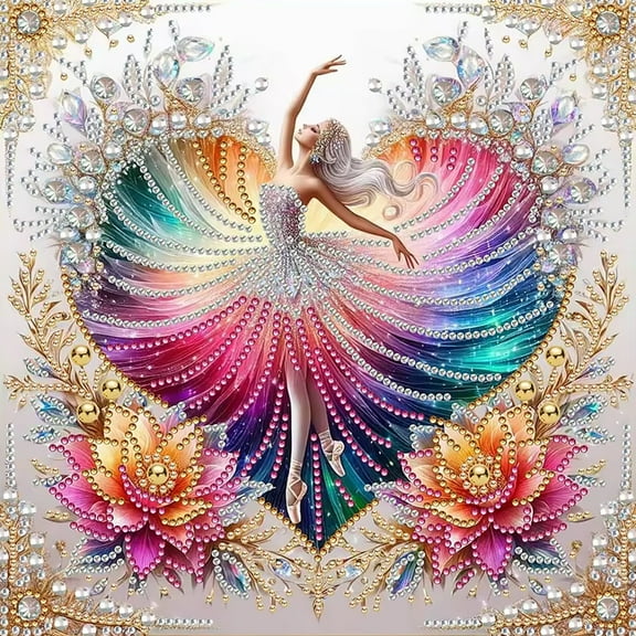 5D Diamond Painting Kits for Adults Beginners, Love Ballet Girl Special Shape Diamond Art, DIY Drill Diamond Dot Gem Art Kits for Adults, Home Wall Decor 12X12 Inch