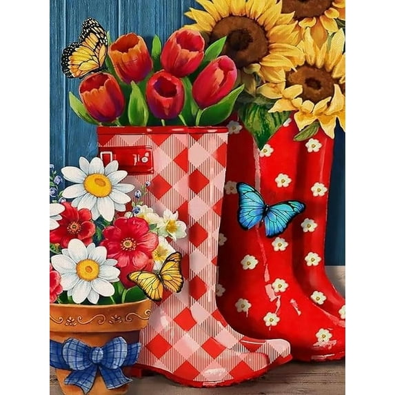 5D Diamond Painting Kits for Adults - Butterfly Diamond Art Kits for Adults Kids Beginner,DIY Flowers Diamond Painting Full Drill Round Rhinestone for Home Wall Decor Gifts